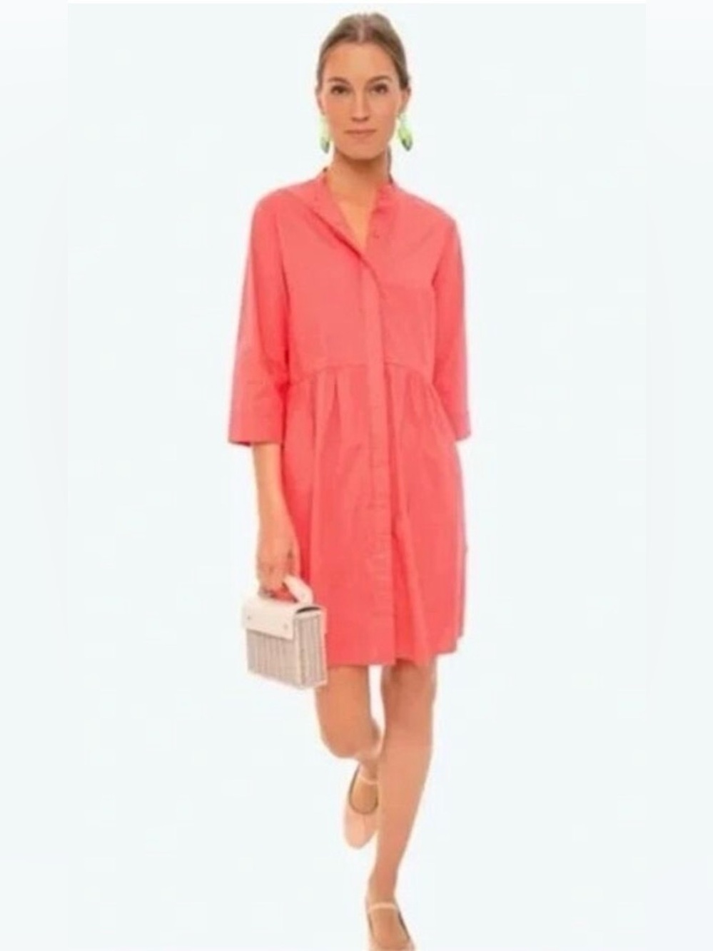 Tuckernuck Royal Poplin Shirt Dress in Poppy Pink, size XS